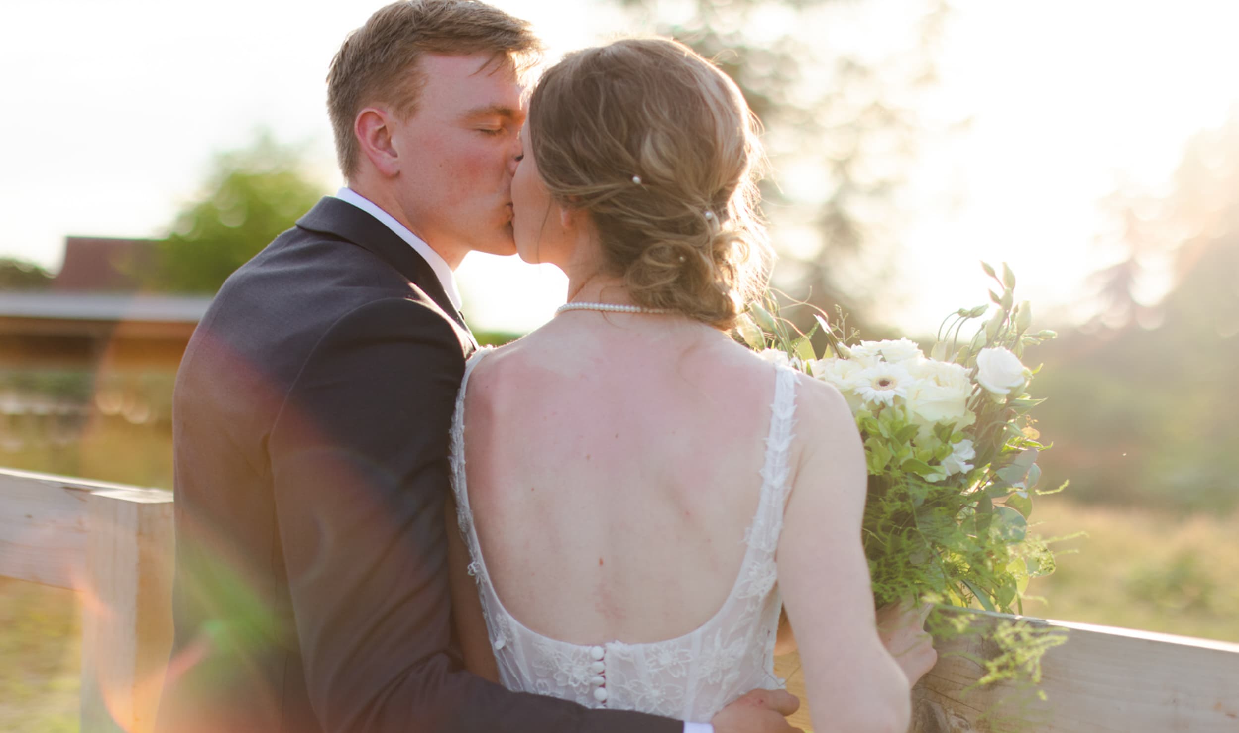 Bride and groom kissing - Vancouver BC Wedding Photography